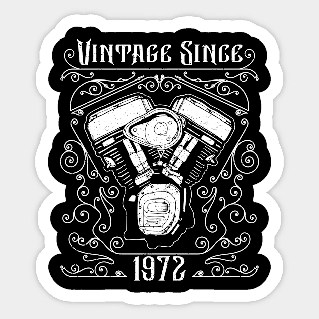 Vintage Since 1972 Motorcycle Biker Birthday Sticker by CoffeeandTeas